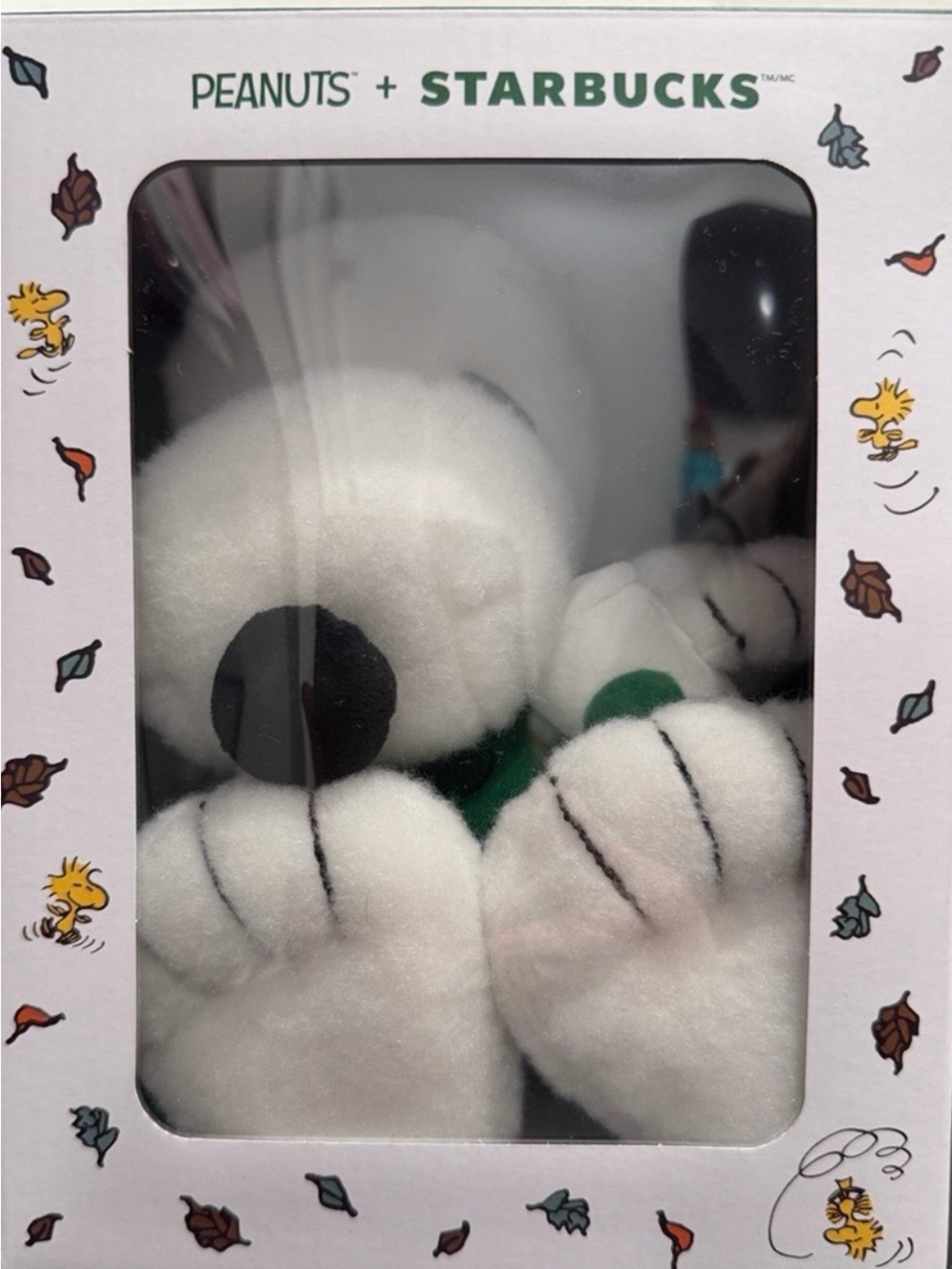 Starbucks Peanuts Snoopy White Plush with Green Scarf